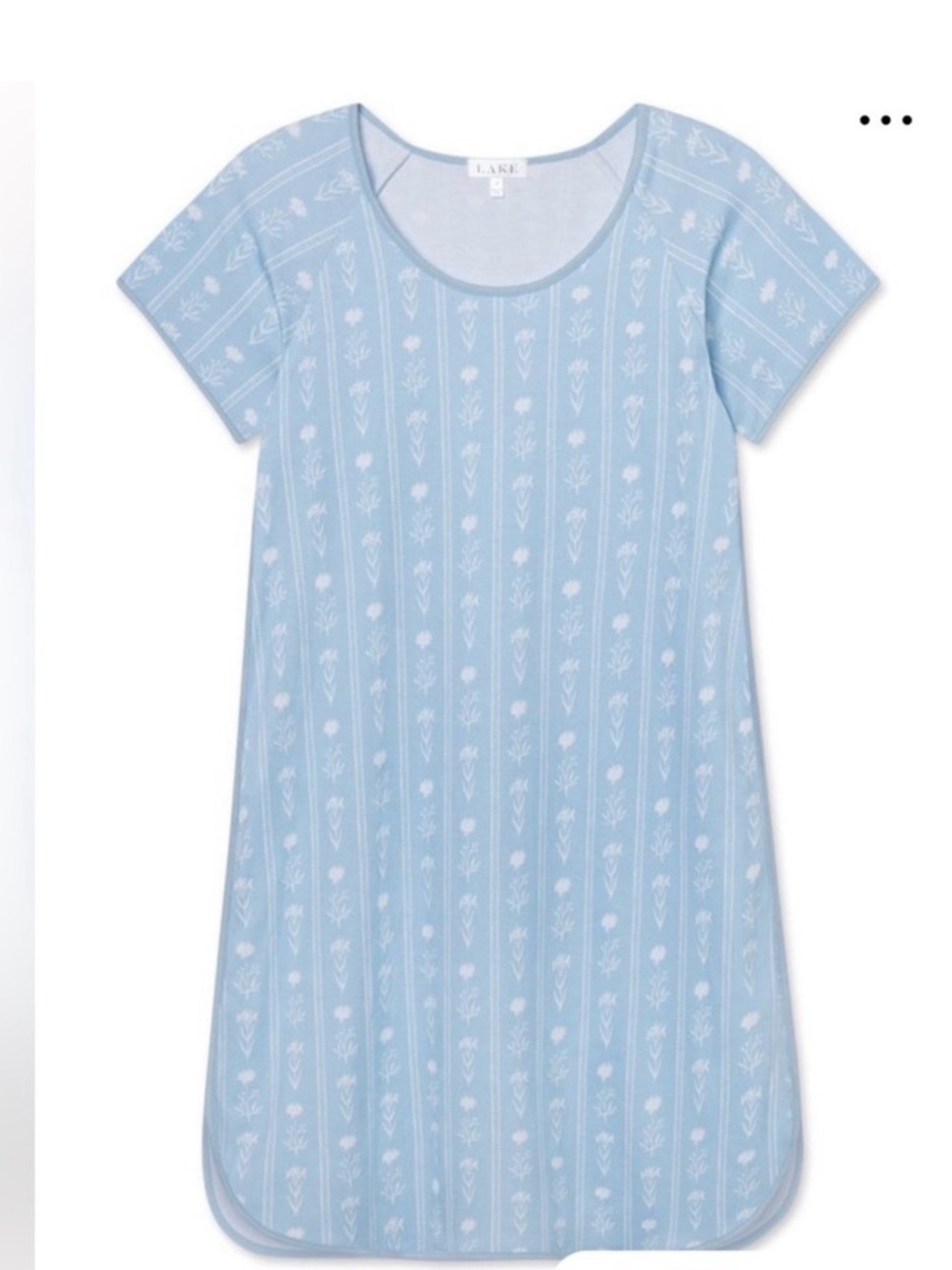 Lake pajamas Pima Classic Nightgown in French Blue Inverse Watercolor Stems XS
